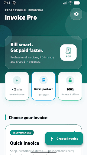 Invoice Pro home — bill smart and get paid faster