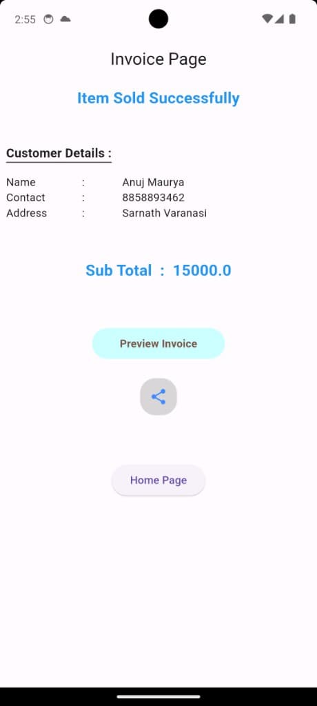 Generated PDF tax invoice preview