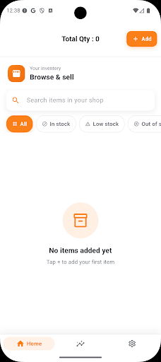 Browse & sell — inventory with stock filters and search