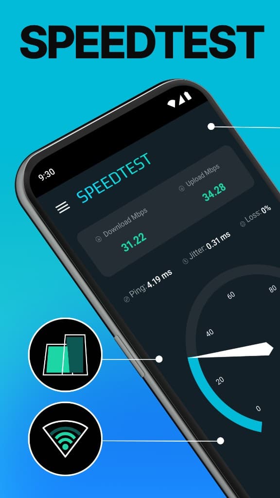 SPEEDTEST — download and upload at a glance