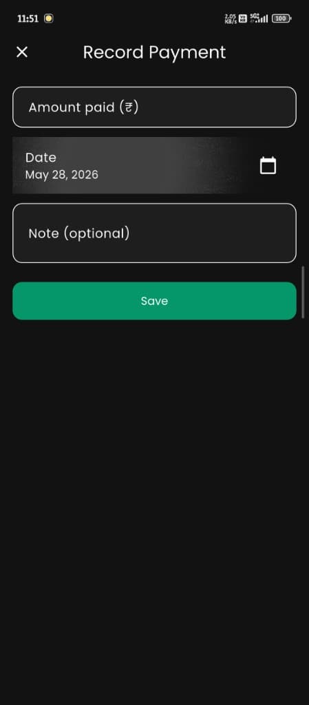 Home dashboard with receive and pay summaries