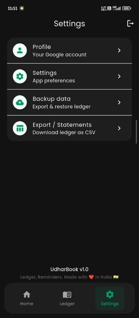 Ledger contact list with balances